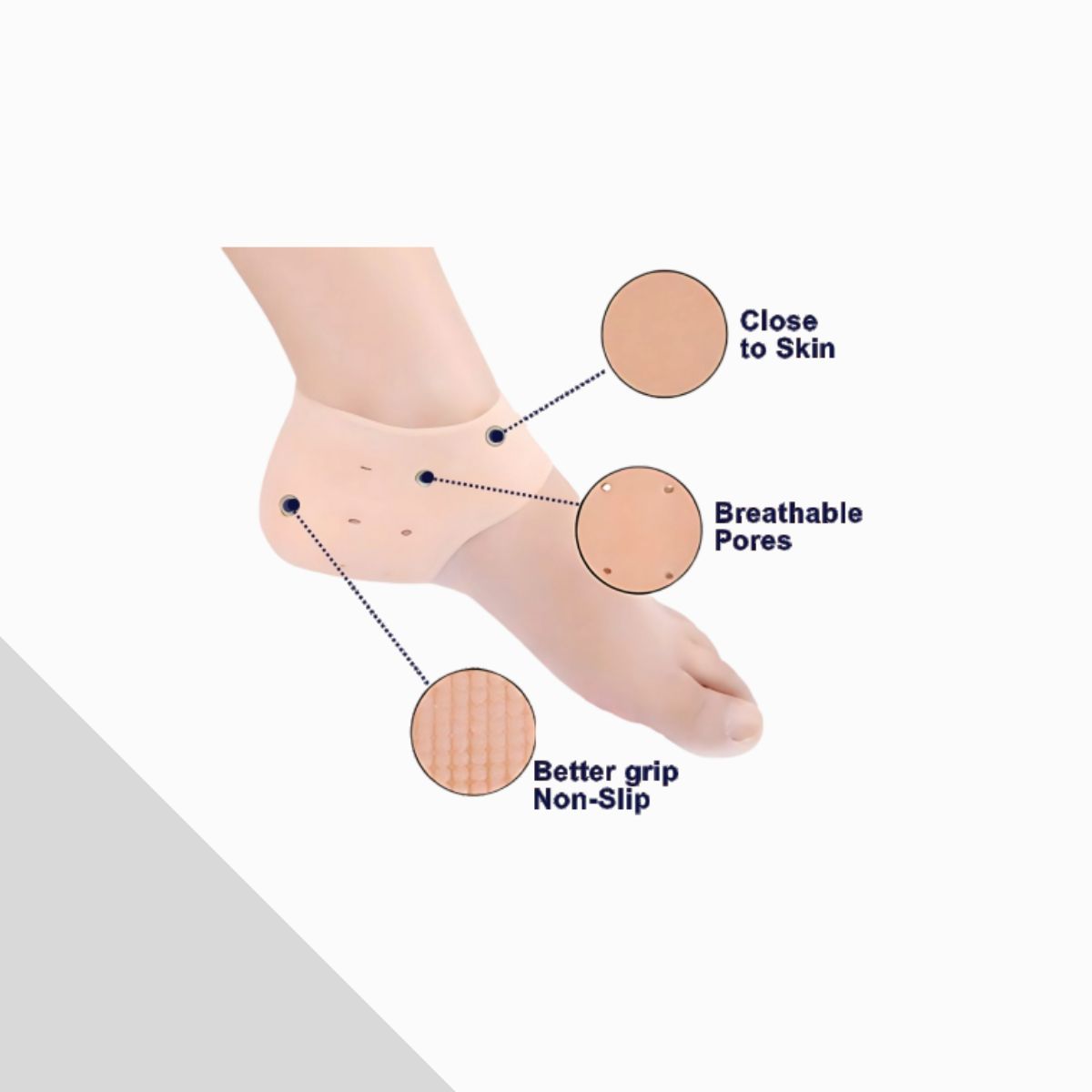 Reconense Heel Care Gel Socks — prevents friction moisturizing gel cushion cracked heels all-day comfort
